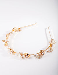 Gold Pearl & Flower Headband - link has visual effect only