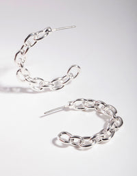 Silver Linked Hoop Earrings - link has visual effect only