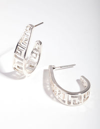 Silver Maze Key Hoop Earrings - link has visual effect only