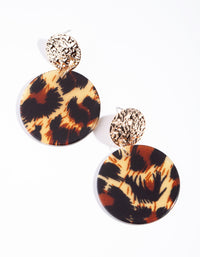 Gold Leopard Disc Drop Earrings - link has visual effect only