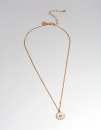 Gold Enamel Daisy Drop Necklace - link has visual effect only