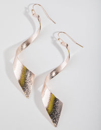 Rose Gold Textured Twist Drop Earrings - link has visual effect only