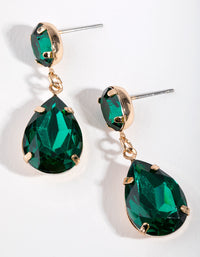 Gold Double Gem Drop Earrings - link has visual effect only