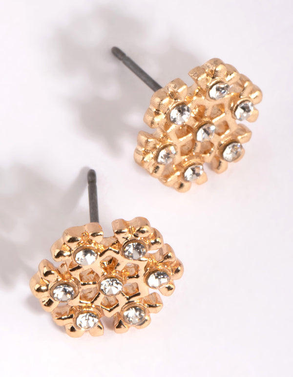 Gold Snowflake Stud Earrings