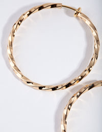 Gold Twist Clip On Hoop Earrings - link has visual effect only