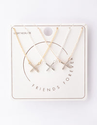 Mixed Metal Diamante Cross Necklace Pack - link has visual effect only