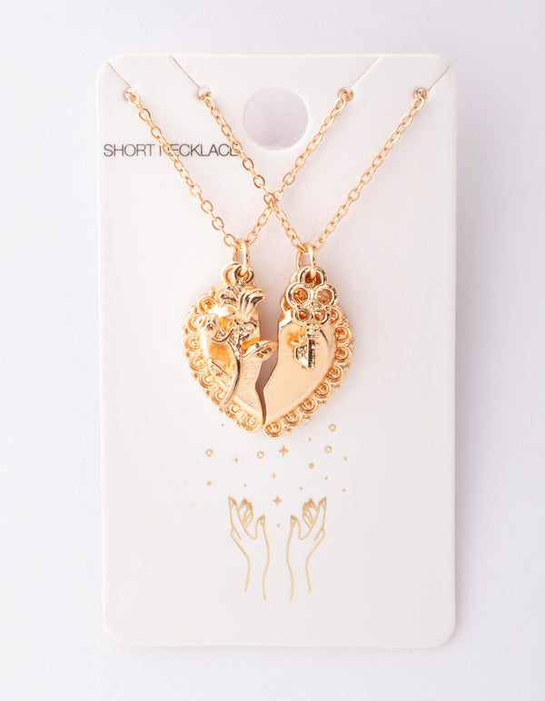 Gold Best Friend Half Heart Necklace Pack