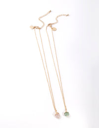 Gold Pink & Green Semi Precious Necklace Pack - link has visual effect only