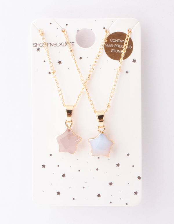 Gold Semi Precious Star Necklace Pack