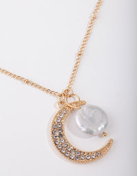 Gold 3-Charm Semi-Precious Moon Necklace - link has visual effect only