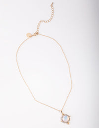 Gold Large Semi-Precious Stone & Diamante Necklace - link has visual effect only