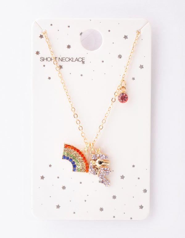 Gold Rainbow Diamante Necklace