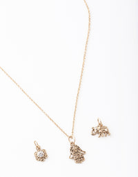 Gold Hand & Elephant Charm Necklace - link has visual effect only