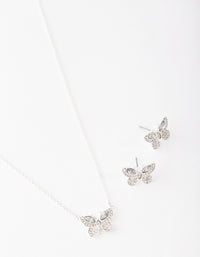 Butterfly Diamante Necklace & Earring Set - link has visual effect only