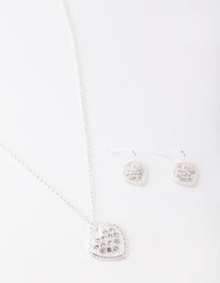 Silver Diamante Necklace & Earring Set - link has visual effect only