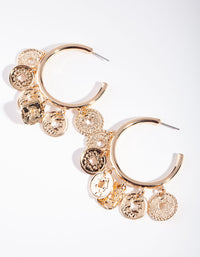 Gold Multi Coin Hoop Earrings - link has visual effect only