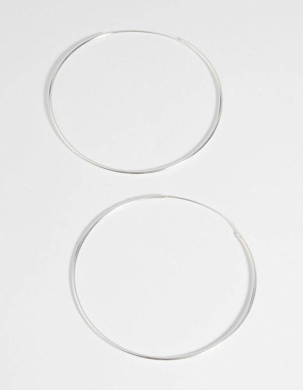 Sterling Silver 50mm Plain Hoop Earrings