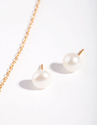 Gold Plated Sterling Silver Freshwater Pearl Necklace & Earrings Set - link has visual effect only