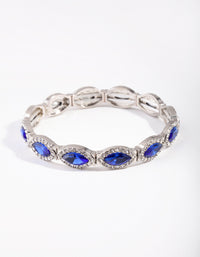 Silver Marquise Blue Diamante Stretch Bracelet - link has visual effect only