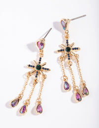 Gold Stone Star Chain Drop Earring - link has visual effect only