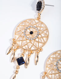 Gold Diamante Dreamcatcher Drop Earrings - link has visual effect only