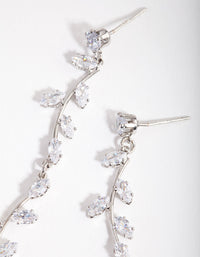 Rhodium Cubic Zirconia Bendy Vine Drop Earrings - link has visual effect only