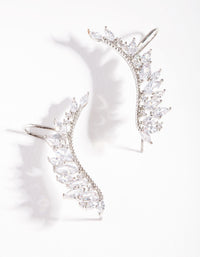 Rhodium Cubic Zirconia Marquise Crawler Earrings - link has visual effect only