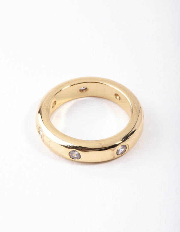 Gold Plated Mini Diamante Band Ring