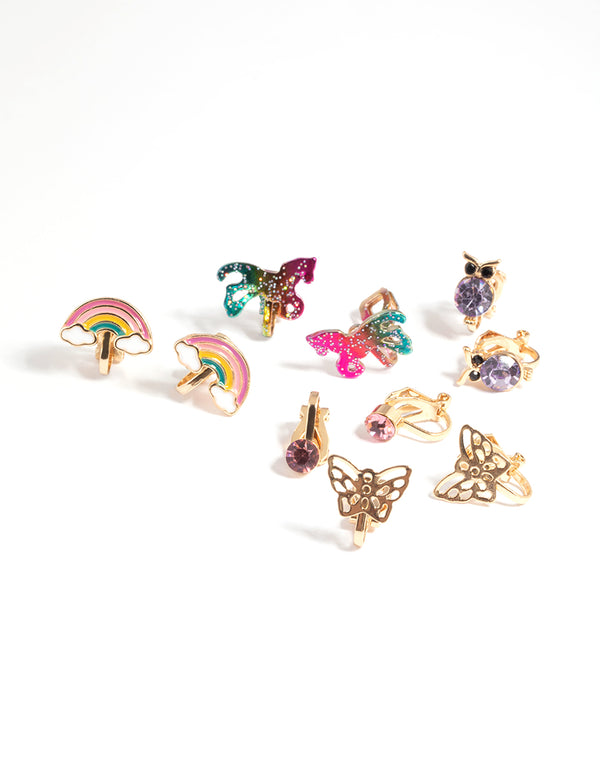 Kids Gold Fairy Tale Clip 5-Pack Earring