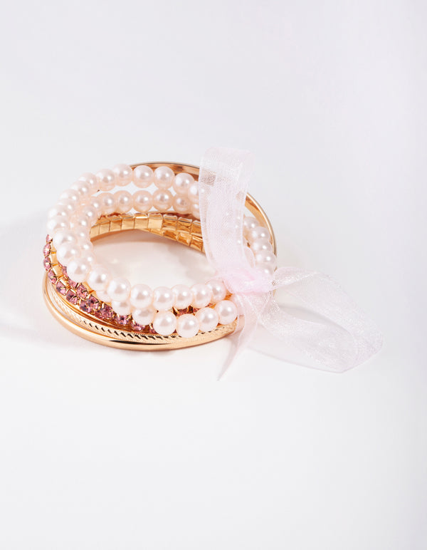 Kids Gold Diamante Mix Bangles