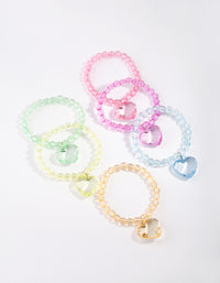 Kids Multi Coloured Bead Heart Bracelet 6-Pack - link has visual effect only