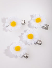 Kids Silver Daisy 4-Pack Clips - link has visual effect only