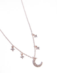 Rose Gold Star & Moon Diamante Necklace - link has visual effect only