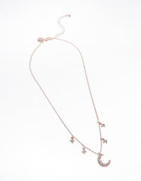 Rose Gold Star & Moon Diamante Necklace - link has visual effect only