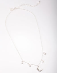 Silver Star & Moon Diamante Necklace - link has visual effect only