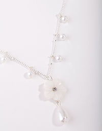 Silver Pearl Flower Chain Necklace - link has visual effect only