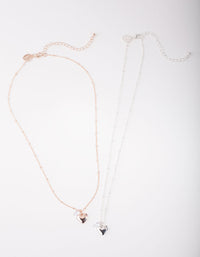 Mixed Metal Double Heart Diamante Necklace - link has visual effect only