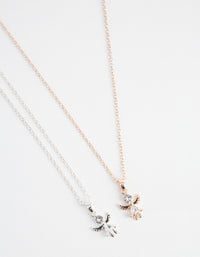 Mixed Metal Double Angel Diamante Necklace - link has visual effect only