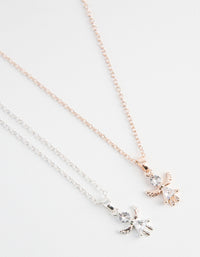 Mixed Metal Double Angel Diamante Necklace - link has visual effect only