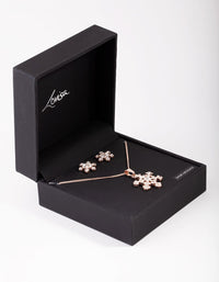 Rose Gold Diamante Snowflake Necklace & Earrings - link has visual effect only