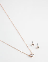 Rose Gold Circle Diamante Pendant & Earrings Set - link has visual effect only