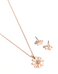 Rose Gold Daisy Catetye Necklace & Earrings Set - link has visual effect only