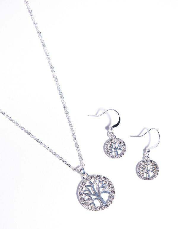 Diamante Tree of Life Necklace & Earrings