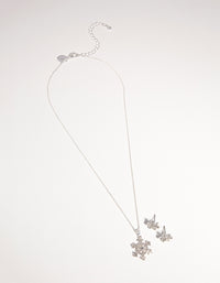 Silver Diamante Snowflake Necklace Earrings - link has visual effect only