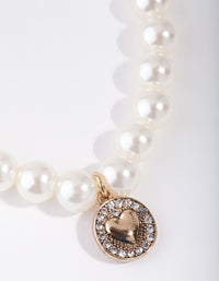 Plastic Diamante Heart Pearl Bracelet - link has visual effect only