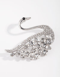 Silver Large Diamante Swan Broach - link has visual effect only