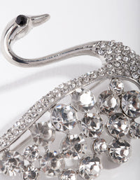 Silver Large Diamante Swan Broach - link has visual effect only