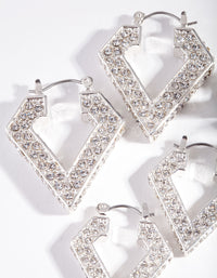 Silver Pave Diamante Triangle Earring Pack - link has visual effect only