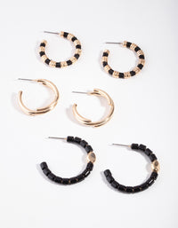 Gold Black Boho Vibe Pack Hoop Earring - link has visual effect only