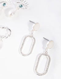 Silver Evil Eye Pearl Drop Pack Earring - link has visual effect only